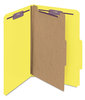 A Picture of product SMD-18734 Smead™ Four-Section Colored Pressboard Top Tab Classification Folders with SafeSHIELD® Coated Fasteners Four 1 Divider, Legal Size, Yellow, 10/Box