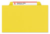 A Picture of product SMD-18734 Smead™ Four-Section Colored Pressboard Top Tab Classification Folders with SafeSHIELD® Coated Fasteners Four 1 Divider, Legal Size, Yellow, 10/Box