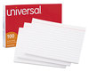 A Picture of product UNV-47256 Universal® Recycled Index Strong 2 Pt. Stock Cards Ruled, 5 x 8, Assorted, 100/Pack