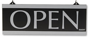 Headline® Sign Century Series Reversible Open/Closed Sign,  w/Suction Mount, 13 x 5, Black