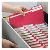 A Picture of product SMD-12742 Smead™ WaterShed® CutLess® Reinforced Top Tab Fastener Folders 0.75" Expansion, 2 Fasteners, Letter Size, Red Exterior, 50/Box