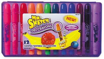 Mr. Sketch® Scented Crayons,  Gel, Assorted, 12/Pack