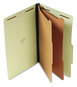 A Picture of product UNV-10281 Universal® Four-, Six- and Eight-Section Pressboard Classification Folders Six-Section 2" Expansion, 2 Dividers, 6 Fasteners, Legal Size, Green Exterior, 10/Box