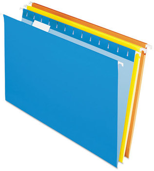 Pendaflex® Essentials™ Colored Hanging Folders,  1/5 Tab, Legal, Assorted Colors, 25/Box