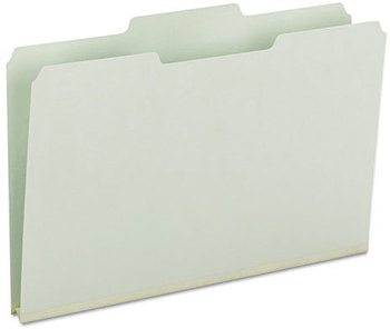 Smead™ Expanding Recycled Heavy Pressboard Folders 1/3-Cut Tabs: Assorted, Legal Size, 1" Expansion, Gray-Green, 25/Box