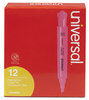 A Picture of product UNV-08865 Universal™ Desk Highlighters Fluorescent Pink Ink, Chisel Tip, Barrel, Dozen