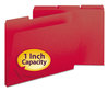 A Picture of product SMD-21538 Smead™ Expanding Recycled Heavy Pressboard Folders 1/3-Cut Tabs: Assorted, Letter Size, 1" Expansion, Bright Red, 25/Box