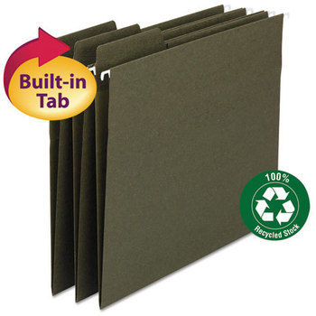 Smead™ FasTab® Hanging Folders Letter Size, 1/3-Cut Tabs, Standard Green, 20/Box