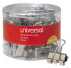 A Picture of product UNV-11240 Universal® Binder Clips with Storage Tub, Small, Silver, 40/Pack