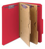 A Picture of product SMD-19082 Smead™ Six-Section Pressboard Top Tab Pocket-Style Classification Folders with SafeSHIELD® Coated Fasteners 6-Section Pocket 6 2 Dividers, Legal Size, Bright Red, 10/BX