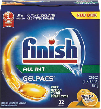 FINISH® Dish Detergent Gelpacs®,  Orange Scent, Box of 32 Gelpacs
