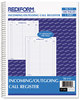 A Picture of product RED-50111 Rediform® Wirebound Call Register,  8 1/2 x 11, 3, 700 Forms/Book