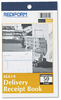Rediform® Delivery Receipt Book,  6 3/8 x 4 1/4, Two-Part Carbonless, 50 Sets/Book