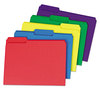 A Picture of product UNV-16466 Universal® Deluxe Heavyweight File Folders 1/3-Cut Tabs: Assorted, Letter Size, 0.75" Expansion, Colors, 50/Box