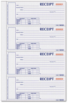 Rediform® Durable Hardcover Numbered Money Receipt Book,  2 3/4 x 6 7/8, Three-Part, 200 Forms