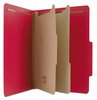 A Picture of product UNV-10303 Universal® Bright Colored Pressboard Classification Folders 2" Expansion, 2 Dividers, 6 Fasteners, Letter Size, Ruby Red, 10/Box