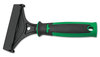 A Picture of product 966-545 Unger Ergotec Scraper. Short Handle. 4" Wide Blade, 8" long handle. Plastic handle, carbon steel blade.