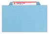 A Picture of product SMD-19094 Smead™ Eight-Section Colored Pressboard Top Tab Classification Folders with SafeSHIELD® Coated Fasteners Eight 3 Dividers, Legal Size, Blue, 10/Box