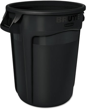 Rubbermaid® Commercial Vented Round Brute® Container. 10 gal. Black. 6/carton.