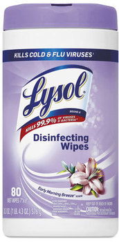 LYSOL® Brand Disinfecting Wipes,  Early Morning Breeze, 7 x 8, 80/Canister, 6 Canister/CT