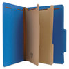 A Picture of product UNV-10301 Universal® Bright Colored Pressboard Classification Folders 2" Expansion, 2 Dividers, 6 Fasteners, Letter Size, Cobalt Blue, 10/Box