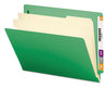A Picture of product SMD-26837 Smead™ Colored End Tab Classification Folders with Dividers 2" Expansion, 2 6 Fasteners, Letter Size, Green, 10/Box