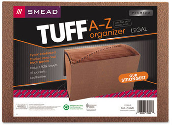 Smead™ TUFF® Expanding Files Wallet, 21 Sections, Elastic Cord Closure, 1/21-Cut Tabs, Legal Size, Redrope