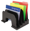 A Picture of product UNV-08105 Universal® Recycled Plastic Incline Sorter 5 Sections, Letter Size Files, 13.25" x 9" Black