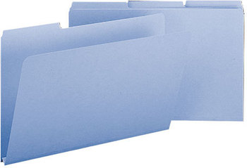 Smead™ Expanding Recycled Heavy Pressboard Folders 1/3-Cut Tabs: Assorted, Legal Size, 1" Expansion, Blue, 25/Box