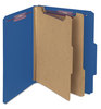 A Picture of product SMD-14032 Smead™ Six-Section Colored Pressboard Top Tab Classification Folders with SafeSHIELD® Coated Fasteners Six 2 Dividers, Letter Size, Dark Blue, 10/Box