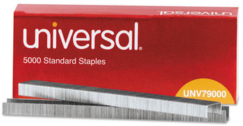 Universal® Standard Chisel Point Staples 0.25" Leg, 0.5" Crown, Steel, 5,000/Box