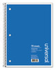 A Picture of product UNV-66610 Universal® Wirebound Notebook 1-Subject, Medium/College Rule, Black Cover, (70) 10.5 x 8 Sheets