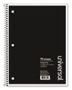 A Picture of product UNV-66610 Universal® Wirebound Notebook 1-Subject, Medium/College Rule, Black Cover, (70) 10.5 x 8 Sheets