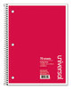 A Picture of product UNV-66610 Universal® Wirebound Notebook 1-Subject, Medium/College Rule, Black Cover, (70) 10.5 x 8 Sheets