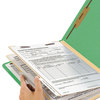 A Picture of product SMD-14002 Smead™ Colored Top Tab Classification Folders with SafeSHIELD® Coated Fasteners Six 2" Expansion, 2 Dividers, Letter Size, Green Exterior, 10/Box