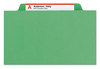 A Picture of product SMD-14002 Smead™ Colored Top Tab Classification Folders with SafeSHIELD® Coated Fasteners Six 2" Expansion, 2 Dividers, Letter Size, Green Exterior, 10/Box