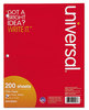 A Picture of product UNV-20923 Universal® Filler Paper 3-Hole, 8.5 x 11, Wide/Legal Rule, 200/Pack