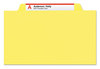 A Picture of product SMD-13704 Smead™ Colored Top Tab Classification Folders with SafeSHIELD® Coated Fasteners Four 2" Expansion, 1 Divider, Letter Size, Yellow Exterior, 10/Box