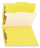 A Picture of product SMD-13704 Smead™ Colored Top Tab Classification Folders with SafeSHIELD® Coated Fasteners Four 2" Expansion, 1 Divider, Letter Size, Yellow Exterior, 10/Box