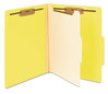 A Picture of product SMD-13704 Smead™ Colored Top Tab Classification Folders with SafeSHIELD® Coated Fasteners Four 2" Expansion, 1 Divider, Letter Size, Yellow Exterior, 10/Box