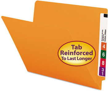 Smead™ Shelf-Master® Reinforced End Tab Colored Folders Straight Tabs, Letter Size, 0.75" Expansion, Orange, 100/Box