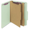 A Picture of product SMD-14076 Smead™ Pressboard Classification Folders with SafeSHIELD® Coated Fasteners Six 2/5-Cut Tabs, 2 Dividers, Letter Size, Gray-Green, 10/Box