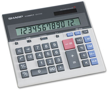 Sharp® QS-2130 Compact Desktop Calculator,  12-Digit LCD