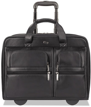 Solo Classic Leather Rolling Case,  15.6", 16 7/10" x 7" x 13", Black