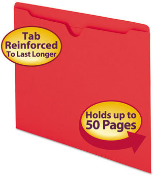 Smead™ Colored File Jackets with Reinforced Double-Ply Tab Straight Letter Size, Red, 100/Box