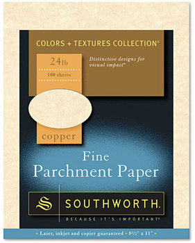 Southworth® Parchment Specialty Paper,  Copper, 24 lb., 8 1/2 x 11, 100/Box
