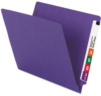 Smead™ WaterShed® CutLess® End Tab Fastener Folders 0.75" Expansion, 2 Fasteners, Letter Size, Purple Exterior, 50/Box