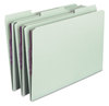 A Picture of product SMD-19931 Smead™ Expanding Recycled Pressboard Fastener Folders with SafeSHIELD® Coated Fasteners 1/3-Cut Tabs, Two 1" Expansion, Legal Size, Gray-Green, 25/Box