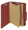 A Picture of product SMD-14075 Smead™ Pressboard Classification Folders with SafeSHIELD® Coated Fasteners Six 2/5-Cut Tabs, 2 Dividers, Letter Size, Red, 10/Box