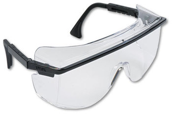 Uvex™ by Honeywell Astro OTG® 3001 Safety Glasses,  Black Plastic Frame, Clear Lens